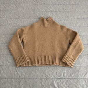Everlane Tan Knit Wool Alpaca Blend Cropped Chunky Turtleneck Sweater Small